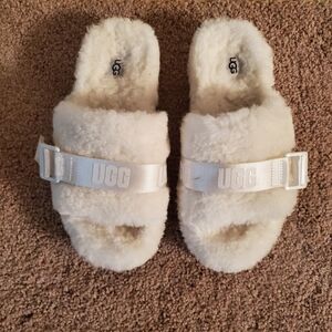 UGG FLUFFITA SLIDE SHEARLING PLATFORM SANDALS SHOE 8